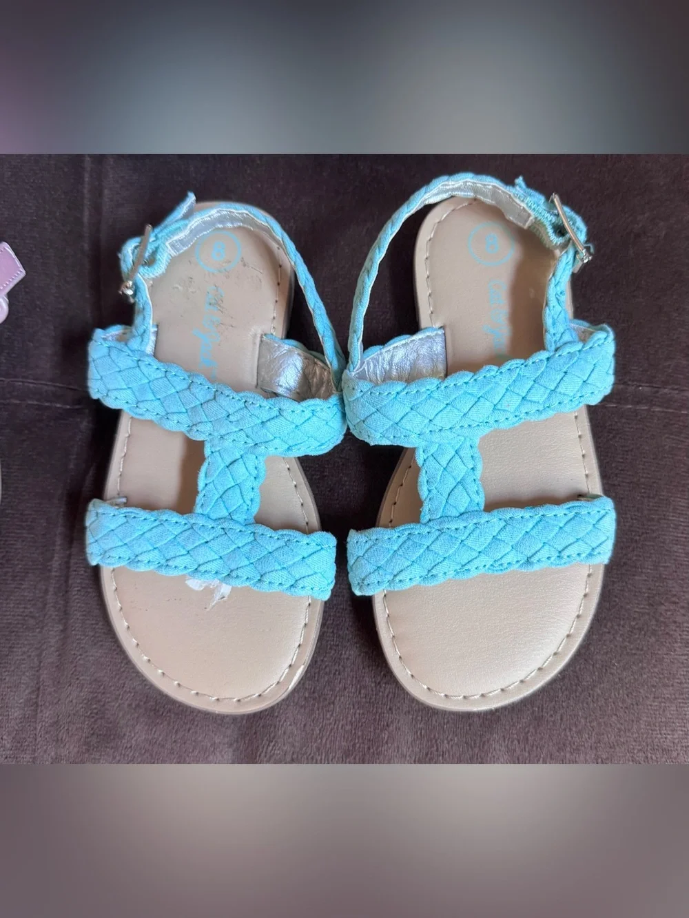 Kids Braided Strap Sandals in Light Blue - Cute Summer Footwear bundle.